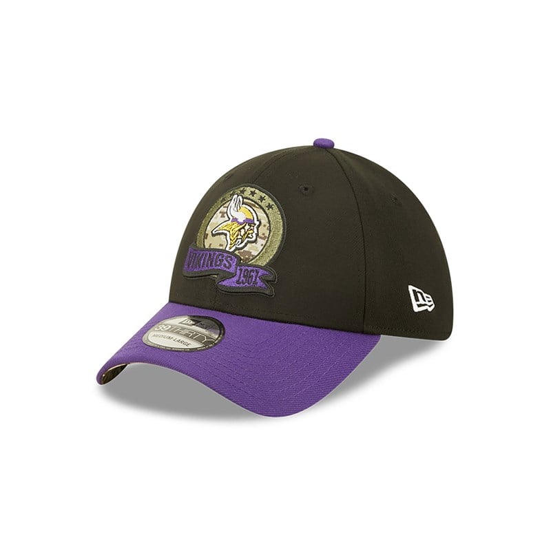 New Era Minnestota Vikings NFL Salute To Service Stretch Fit Lippikset 39thirty Mustat | AURWNQT-29