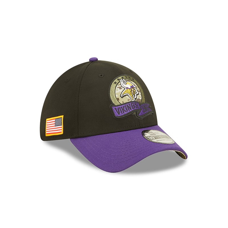 New Era Minnestota Vikings NFL Salute To Service Stretch Fit Lippikset 39thirty Mustat | AURWNQT-29