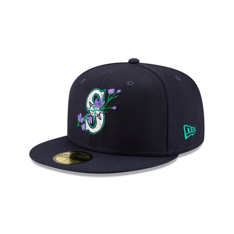 New Era Seattle Mariners Side Patch Bloom Fitted Lippikset 59fifty Sininen | IBAUKNT-20