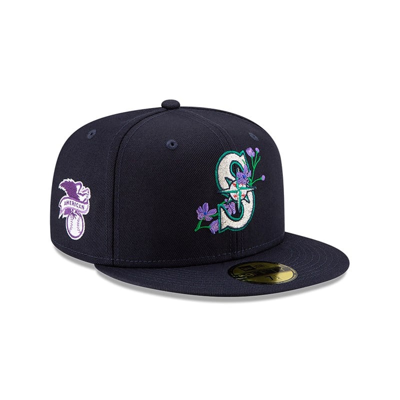 New Era Seattle Mariners Side Patch Bloom Fitted Lippikset 59fifty Sininen | IBAUKNT-20